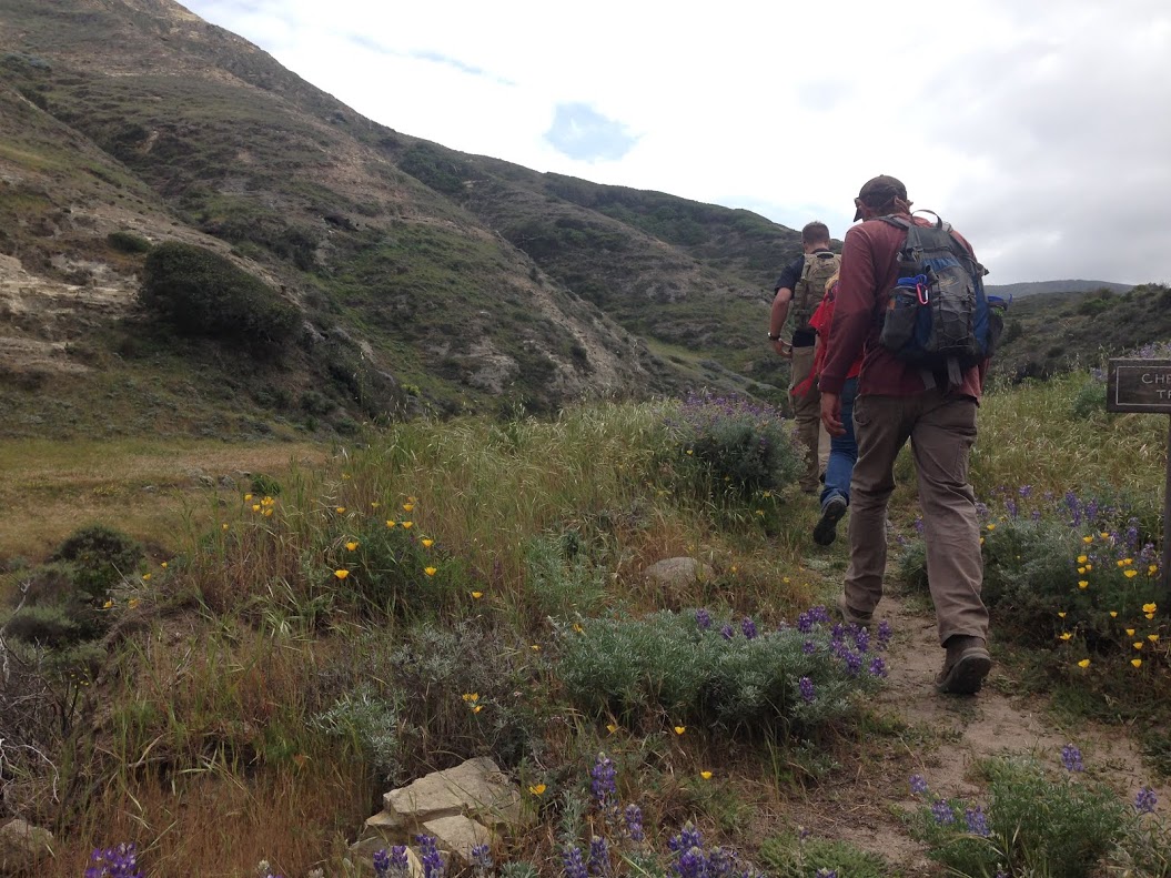 Students Hiking on Santa Rosa Island