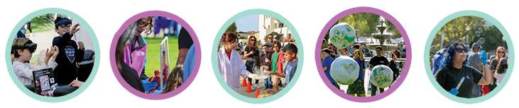 Images of students engaging with STEAM activities