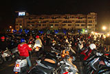 A parking area for motorized scooters