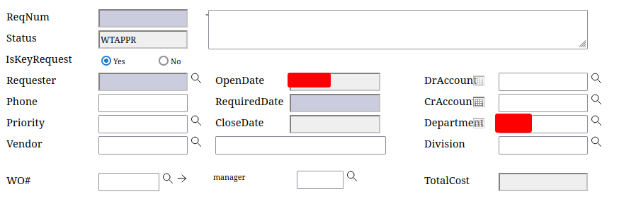 Key Request Page