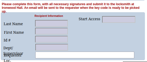 Key Required Fields