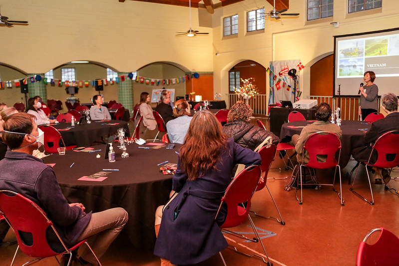 Sunghee Nam speaking to attendees of IFSA inaugural reception