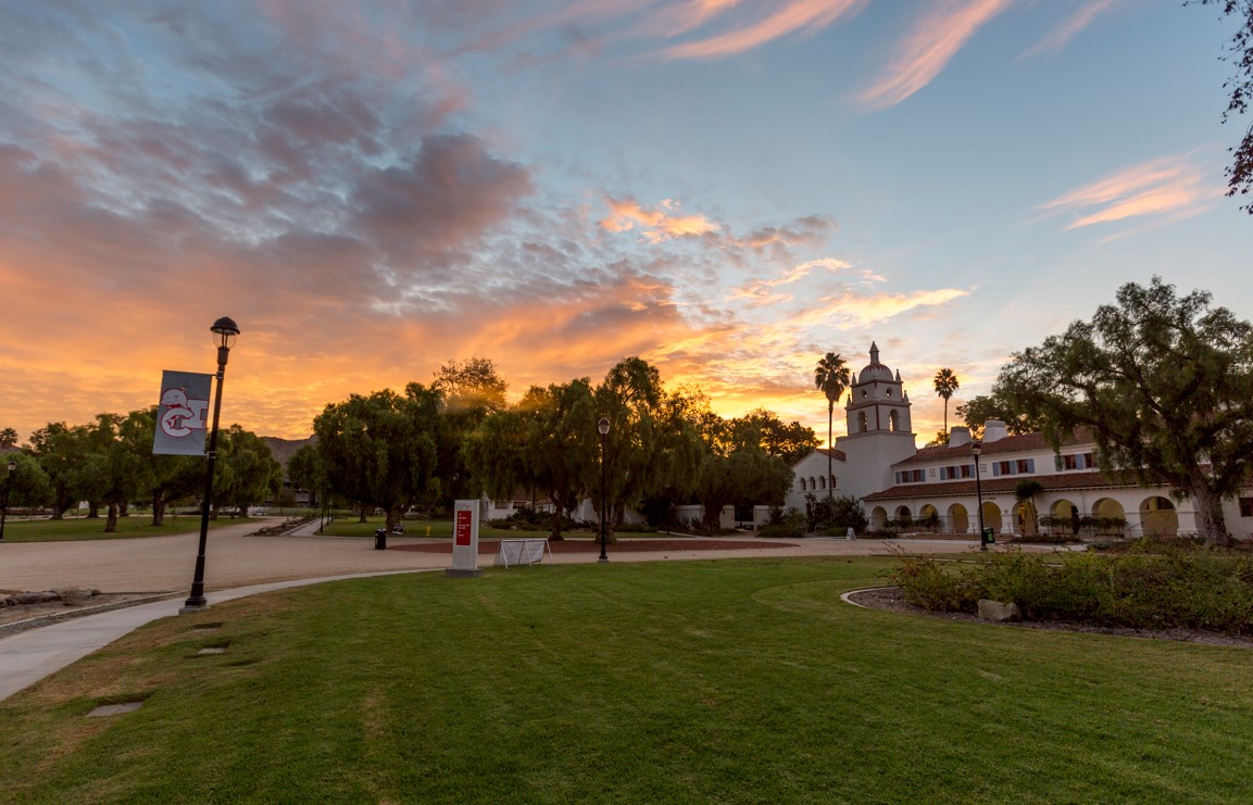 sunset over bell tower