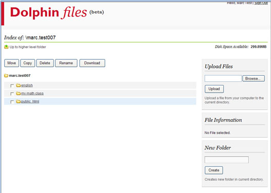 screenshot of dolphin files homepage