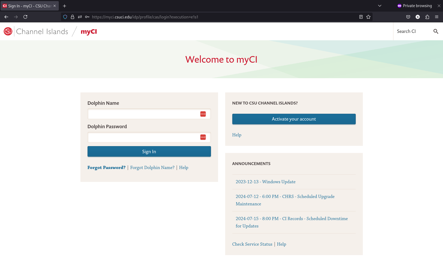 MyCI login portal