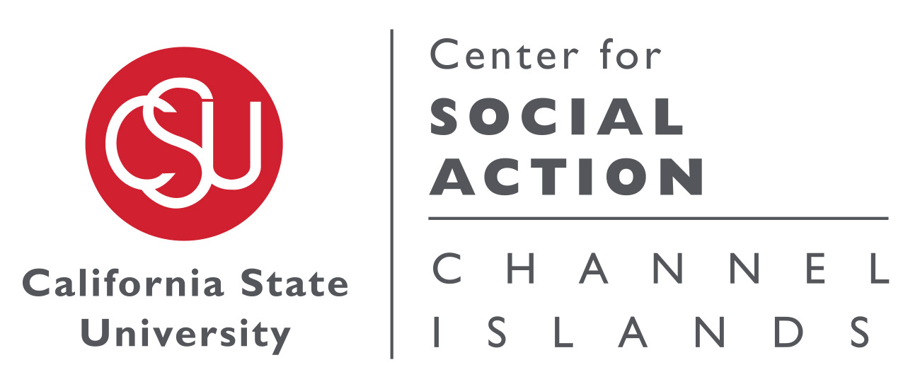 Center for Social Action extension logo white background with red circle containing C S U and black lettering for Center for Social Action