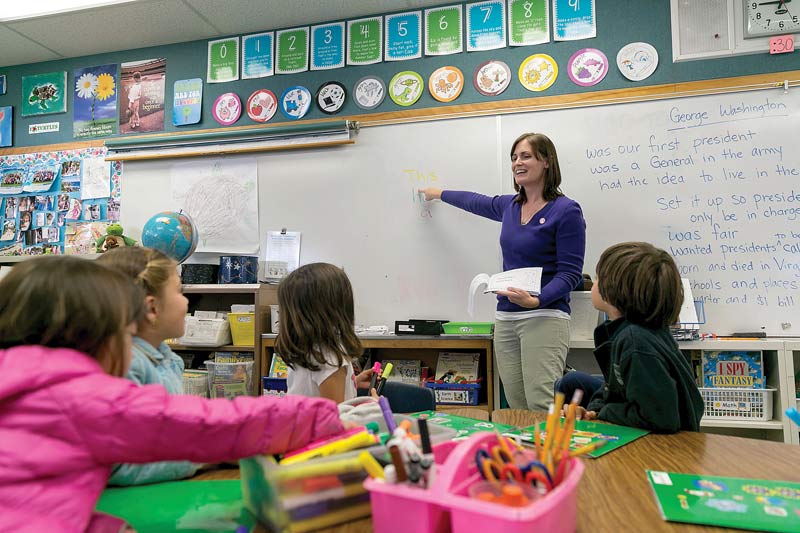 Heather Gout co-teaches a class of kindergarten and first grade students at University Preparatory Charter School Heather Gout co-teaches a class of kindergarten and first grade students at University Preparatory Charter School