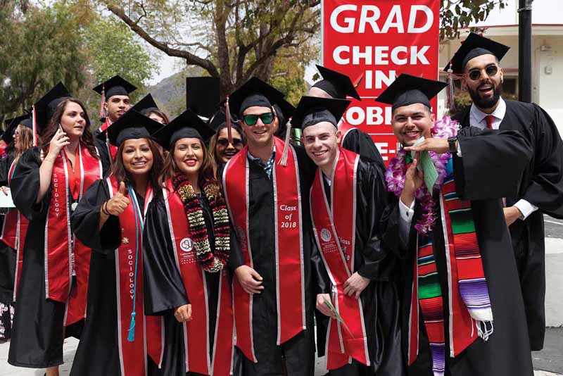 Students assemble at commencement check-in