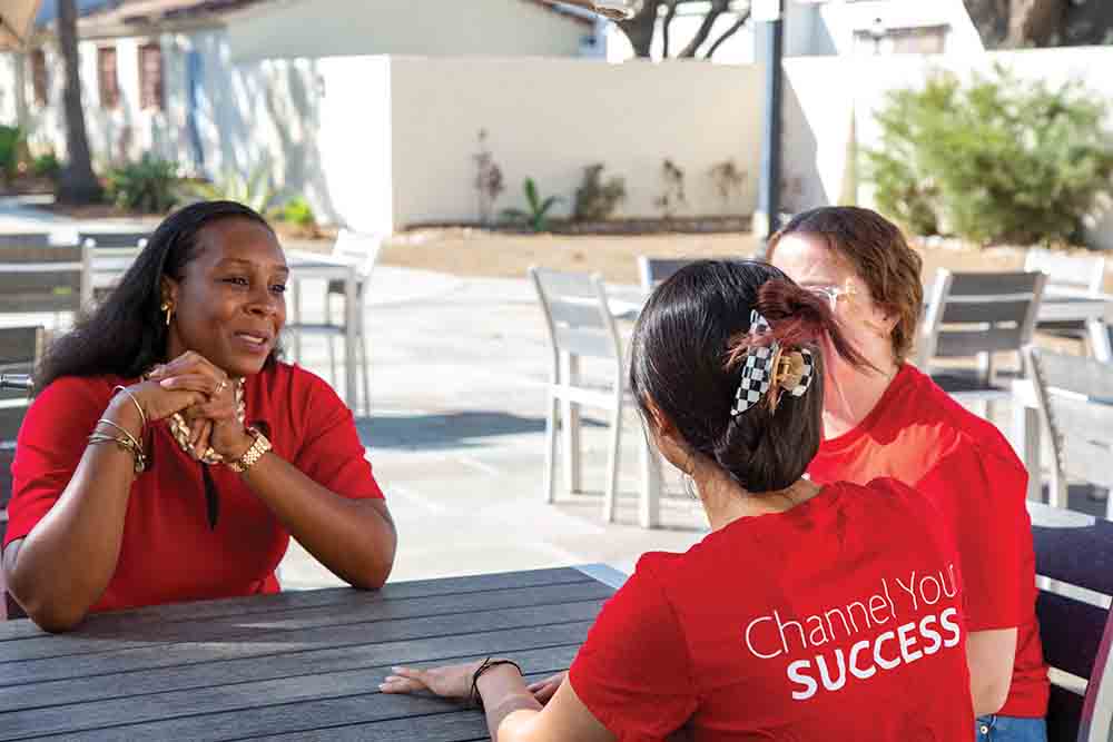 Vice President for Student Affairs Eboni Ford Turnbow, Ph.D., talks with students about their needs. Vice President for Student Affairs Eboni Ford Turnbow, Ph.D., talks with students about their needs.