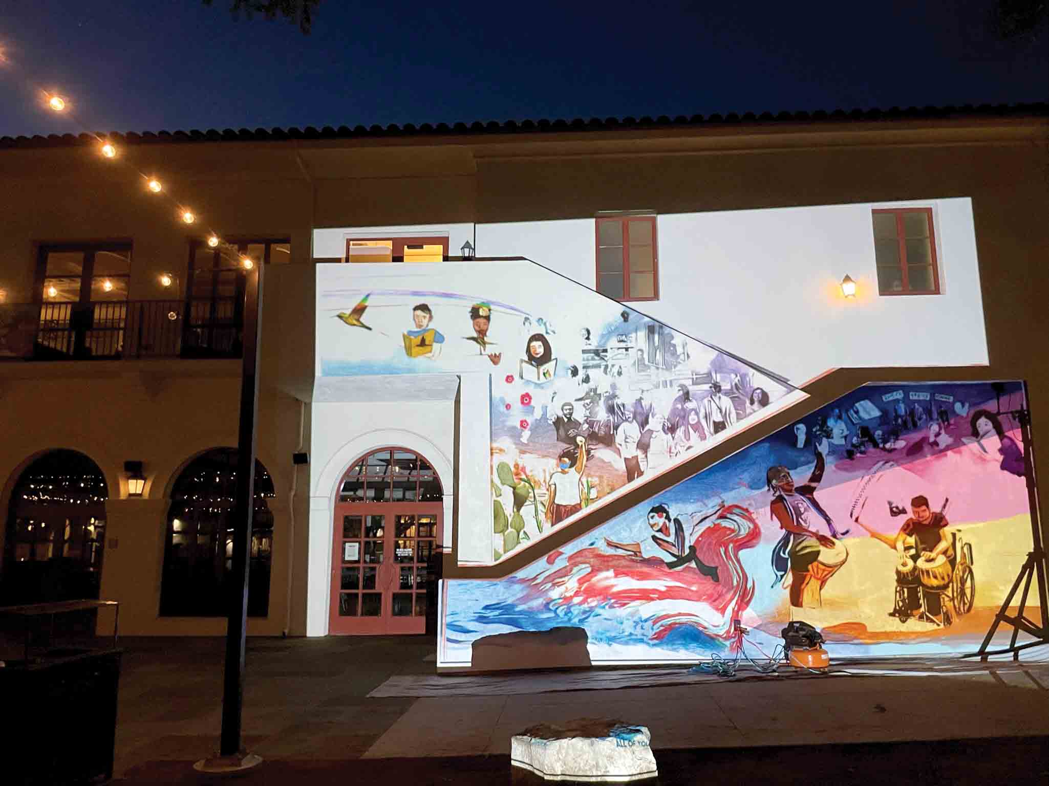 The mural was projected and then painted.