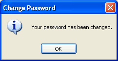 Dialog box which reads "Your password has been changed"
