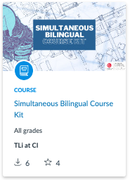 Screenshot of the Simultaneous bilingual course kit as it appears in Canvas Commons