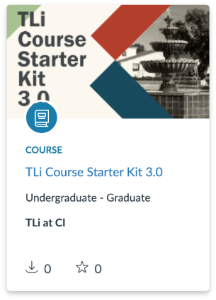 Screenshot of the course starter kit card as it appears in Canvas Commons