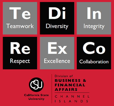 Recognition Program Logo The logo has the six keywords teamwork, diversity, integrity, respect, excellence and collaboration listed.